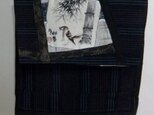 縞絣の着物で作ったショルダーバック　あ８５５の画像