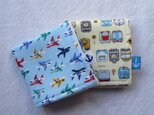 21【子ども6重ガーゼハンカチ☆お名前タグ付】電車C&飛行機の画像