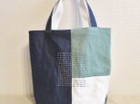 トートバッグ　navy&emeraldgreenの画像