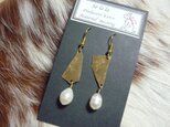 ☆ひらり　淡水パールと真鍮ピアス