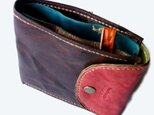 half wallet 焦茶×赤茶の画像