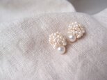 送料無料 シードパールつぶつぶ刺繍ピアス