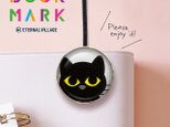 大きな目をした黒ネコのクリップ型しおり　栞　ブックマーカー　ブックマーク　no.41