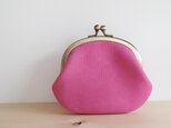 ヌバックレザー がま口 ピンク