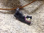 七宝 猫 ネックレス 黒ハチワレの画像