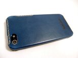 iPhone5S, iPhone5用　レザーカバー 青の画像