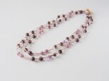 麻糸のロングネックレス（Pink×Purple）
