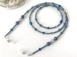 チェコガラス ビーズ メガネチェーン グラスコード メガネストラップ 青 ブルー