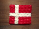 北欧国旗コースター　デンマーク　ツヴィスト刺繍