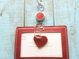 【受注製作】レザーIDケース(リール付き） #heart-13