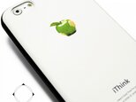iphone6plus/iphone6splusケース（5.5インチ用）軽量レザーケース（ホワイト×ブラック）グリーンアップルの画像