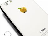 iphone6plus/6splusケース（5.5インチ用）軽量レザーケース（ホワイト×ブラック）ゴールドアップルの画像
