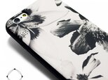 iphone6plus/iphone6splusケース（5.5寸用）軽量レザーケース（花柄×ブラック）ホワイトフラワーの画像