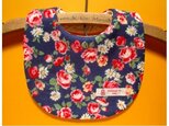 PURE*スタイ*花柄Wガーゼ バラ&マーガレット ネイビー地の画像