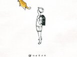半袖Tシャツ『帰り道に猫・男子』メンズ レディースの画像