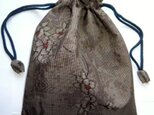 大島紬で作った和風巾着袋　０７６の画像