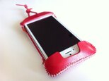 iPhone5 サドルレザーウォレットジャケット赤の画像
