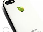 iPhone7/8/iPhoneSE2/iPhoneSE3　軽量レザーケースカバー（ホワイト）appleアップル青リンゴの画像