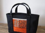 SALE 「obi-tote」 Sサイズ　ブラック×オレンジの画像