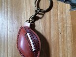 *受注生産*ヌメ革*ラグビーボール・キーホルダー*オーダー名前*