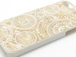 iPhoneSE/5/5sケース 天然貝仕様(ホワイトレース・白カバー)<螺鈿アート>の画像