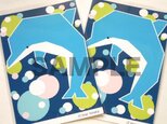 イルカのイラストのポストカード／同柄2枚組の画像