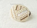 ストライプのヘアゴム・ivory(K0288)の画像