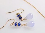 朝露の煌めき*ブルーカルセドニー+カイヤナイトピアス