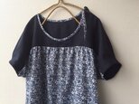 ●小花×濃紺リネンのチュニックBL●