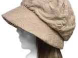 変り織ボーダー調ニット/セレブ帽子(ゆったり)◆ベージュの画像