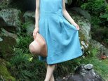 リネン　タックドレス　ブルーの画像