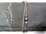 藍大島紬を組み合わせて作った和風お財布　１５９の画像