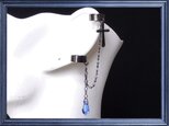 ゴシックパンクゴスロリ系十字架の２連イヤーカフス黒青の画像