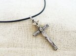 十字架：ペンダント＆レザーネックレス　銀製（シルバー925）手作り一点物の画像