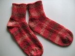 春夏用手編み靴下【ﾒｷｼｺ･ｺｯﾄﾝ･ｽﾄﾚｯﾁ  さくらんぼ】の画像