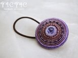 ビーズ刺繍フレーミングヘアゴム 【Purple】の画像