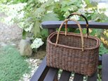 あけびと籐の素編みかご（角・小）
