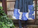着物リメイク☆上質の大島紬に綺麗な夏着物パッチ♪73㎝丈の画像