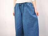 本灰汁建て正藍染め+エシカルヘンプガウチョパンツ 藍色の画像