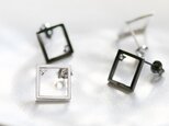 四角 フレーム レディース スタッド ピアス シルバー925