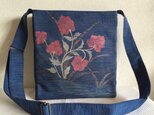帯バッグ〜ピンクのお花のショルダーバッグ〜の画像