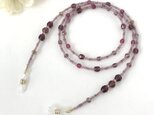 チェコガラス ビーズ メガネチェーン グラスコード メガネストラップ　赤紫 めがね
