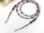 チェコガラス ビーズ メガネチェーン グラスコード メガネストラップ　赤紫 めがね