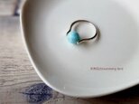 【再販売】天然石の指輪◆ラリマー　8ｍｍ◆丸玉　シルバーの画像
