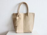 やぎ革の手縫いのトートバック　/　まろやかベージュ
