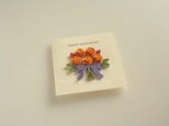 HAPPY BIRTHDAY カード：オレンジローズの花束の画像