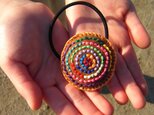カラフル刺繍のヘアゴム（ちゃ）の画像