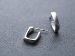 立体 スクエア フープ ピアス シルバー925