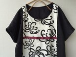 Ｍ～LLセミオーダー●和柄(菊)×黒リネンのワンピース●