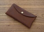 イタリア製牛革のコンパクトな長財布 ／ カフェ※受注製作